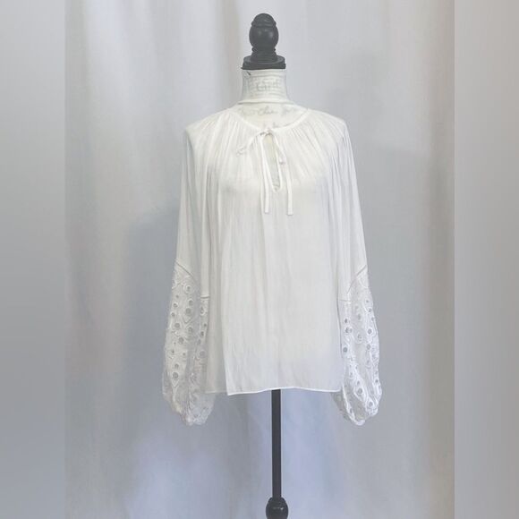 Ramy Brook Aleya Eyelet-Sleeve Peasant Top size XL - Picture 6 of 14